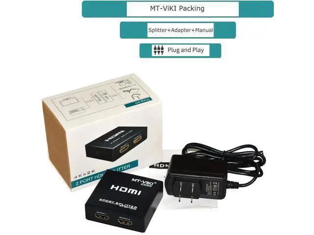 Alt view image 5 of 7 - MT-VIKI 1 in 2 Out Powered HDMI Splitter 1x2 with Power Adapter, 4K@30Hz Mirror Display Splitter for Dual Monitors, Compatible with PS4, Fire Stick, HDTV