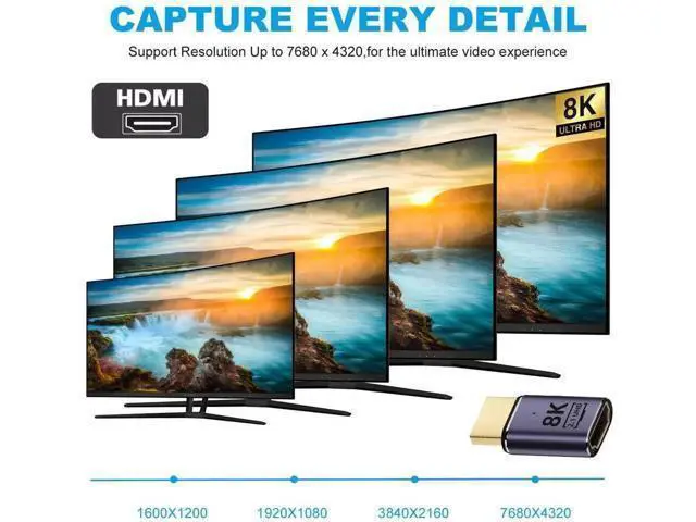 Alt view image 2 of 7 - HDMI 2.1 Male to Female Gold-Plated Extension Adapter, Supports 8K@60Hz UHD for HDTV Monitors