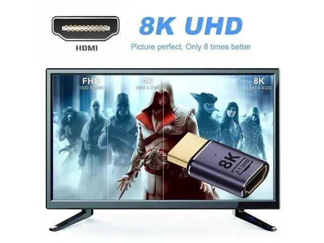 Alt view image 3 of 7 - HDMI 2.1 Male to Female Gold-Plated Extension Adapter, Supports 8K@60Hz UHD for HDTV Monitors