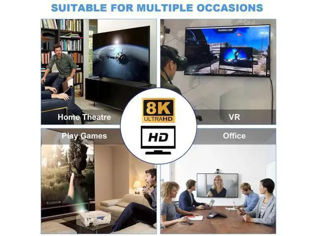 Alt view image 4 of 7 - HDMI 2.1 Male to Female Gold-Plated Extension Adapter, Supports 8K@60Hz UHD for HDTV Monitors