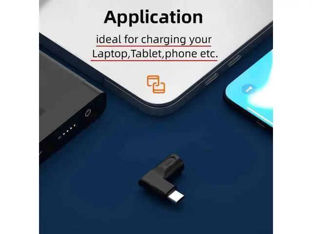 Alt view image 5 of 7 - 90 Degree Right Angled DC 20V 5.5x2.1mm Female to USB-C PD Charging Adapter, DC Jack to Type-C Power Converter Plug for Laptops, Phones and Tablets