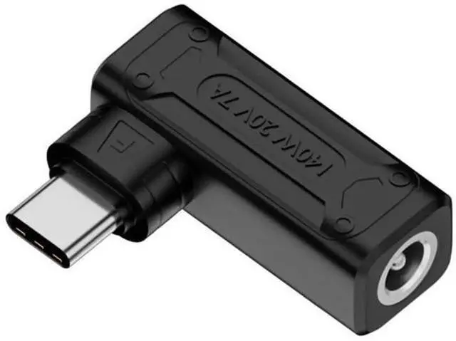 Main image of 140W 90 Degree Angled DC 5.5x2.5mm to USB-C PD Charging Adapter, 100W Max DC Input to Type-C Power Converter Plug for Laptops, Phones & Tablets