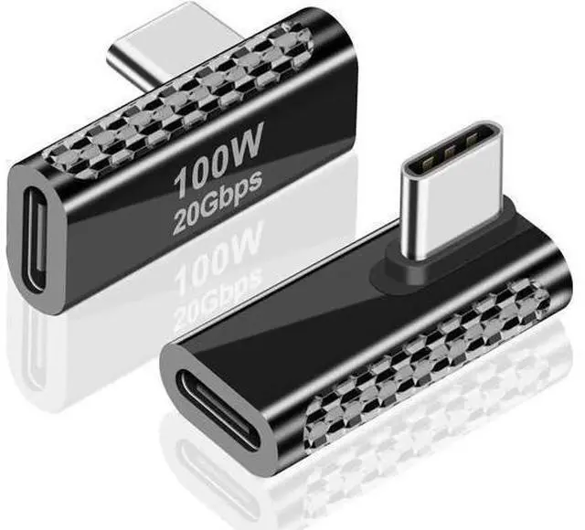 Main image of 20Gbps USB C Right Angle Adapter 90 Degree USB-C Male to Female Converter, PD 100W Fast Charging Type C Elbow Connector Compatible with MacBook Pro, iPad Pro, Tablets & Phones, 1 Pack