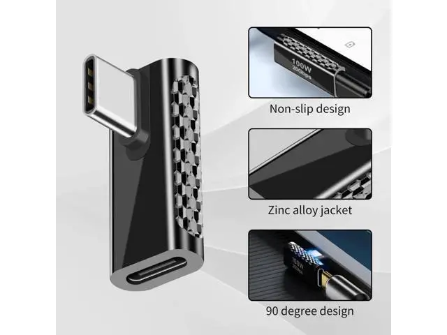 Alt view image 2 of 7 - 20Gbps USB C Right Angle Adapter 90 Degree USB-C Male to Female Converter, PD 100W Fast Charging Type C Elbow Connector Compatible with MacBook Pro, iPad Pro, Tablets & Phones, 1 Pack