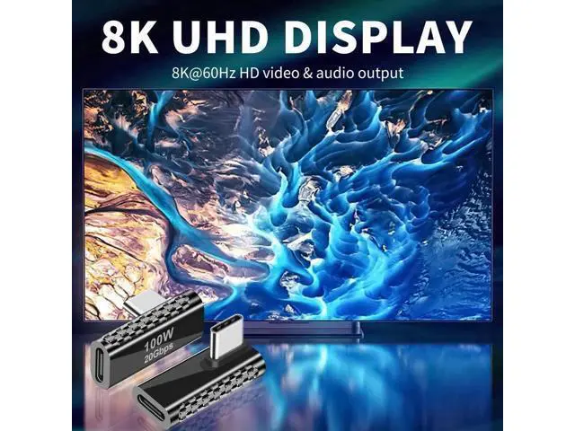 Alt view image 3 of 7 - 20Gbps USB C Right Angle Adapter 90 Degree USB-C Male to Female Converter, PD 100W Fast Charging Type C Elbow Connector Compatible with MacBook Pro, iPad Pro, Tablets & Phones, 1 Pack