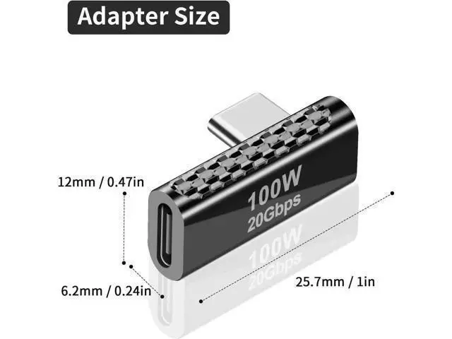Alt view image 7 of 7 - 20Gbps USB C Right Angle Adapter 90 Degree USB-C Male to Female Converter, PD 100W Fast Charging Type C Elbow Connector Compatible with MacBook Pro, iPad Pro, Tablets & Phones, 1 Pack