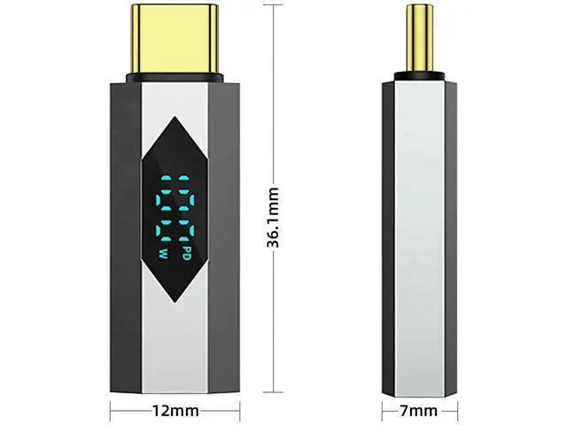 Alt view image 5 of 6 - 2 Pack Digital Display USB-C Male to Female Adapter, 100W PD Type-C Power Meter Tester with LED Wattage Screen Compatible with iPhone 15 Series, iPad Air/Pro, MacBook, All USB-C Devices, Grey