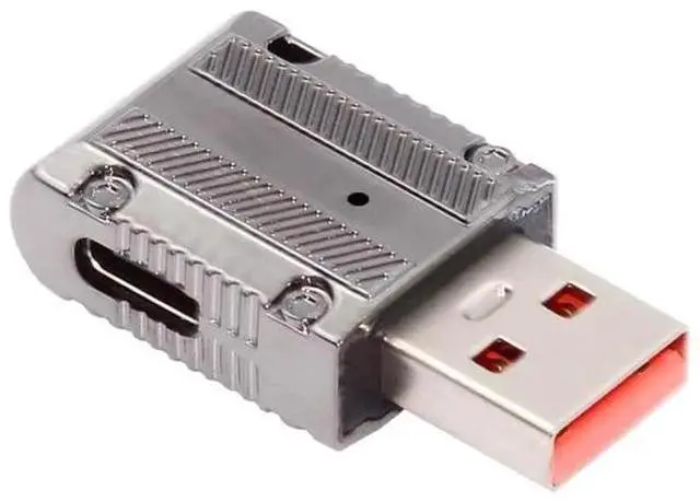 Main image of Slim Right 90 Degree Mecha Cyberpunk USB 3.1 Gen2 Adapter, USB-A Male to USB-C Female Low Profile Elbow Connector, 10Gbps Data Transfer & 120W PD Fast Charging Converter