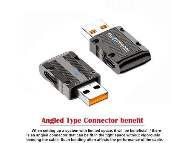 Alt view image 6 of 7 - Slim Right 90 Degree Mecha Cyberpunk USB 3.1 Gen2 Adapter, USB-A Male to USB-C Female Low Profile Elbow Connector, 10Gbps Data Transfer & 120W PD Fast Charging Converter