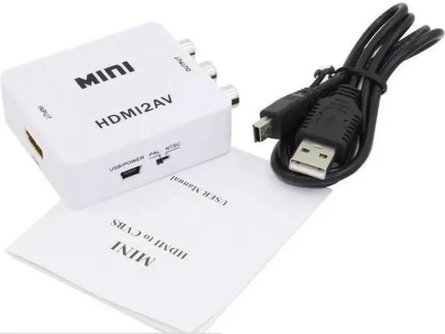 Main image of 1080P Mini HDMI to 3RCA CVBS AV Converter, Digital HDMI to Analog Composite Audio Video Adapter, NTSC PAL Switch Plug and Play for HDTV Old CRT TV Projector