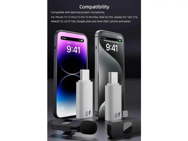 Alt view image 4 of 6 - 2 Pack USB C Male to Lightning Female Lavalier Microphone Adapter, Type C Converter for iPhone Wireless Lapel Mic, Compatible with iPhone 16/15 Series, iPad Air/Pro, Not Support Headphones & Data Tran