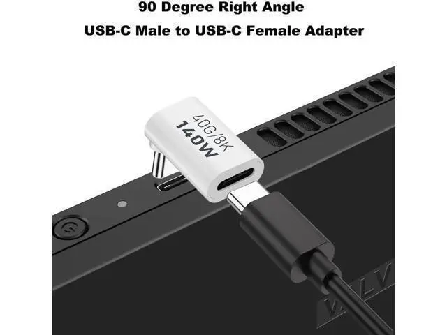 Alt view image 4 of 6 - White 2 Pack 90 Degree Right Angle USB-C Male to Female Extension Adapter, 140W PD Fast Charging Type-C Elbow Extender Compatible with Steam Deck, ROG Ally, Switch, Laptops, Tablets & Smartphones
