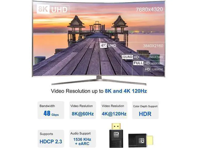 Alt view image 5 of 7 - 2-Pack HDMI 2.1 Male to Female Gender Changer Adapter, Supports 8K@60Hz, 4K@120Hz, HDR & eARC for HDTV, Laptops, PS4, PS5, Xbox Consoles