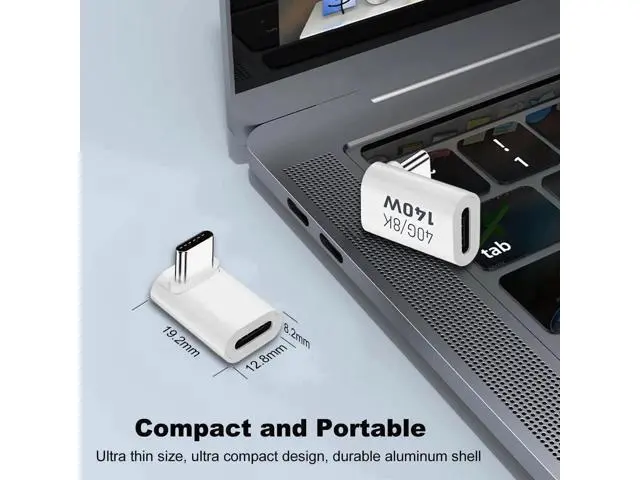 Alt view image 6 of 6 - White 2 Pack 90 Degree Right Angle USB-C Male to Female Extension Adapter, 140W PD Fast Charging Type-C Elbow Extender Compatible with Steam Deck, ROG Ally, Switch, Laptops, Tablets & Smartphones