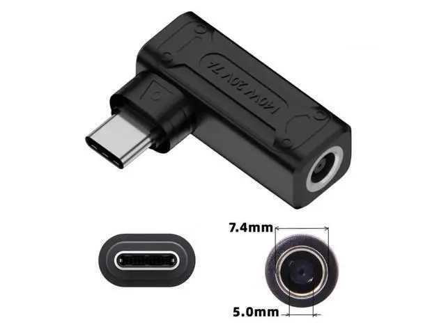 Alt view image 4 of 7 - 140W Max DC 7.4x5.0mm to USB-C PD Power Adapter, 90 Degree Right Angle Converter Plug, Compatible with Laptops, Phones & Type-C Devices