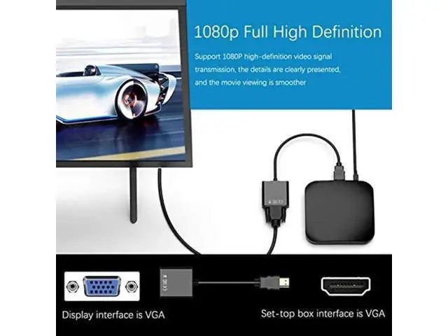 Alt view image 6 of 7 - Active HDMI to VGA Adapter, 1080P Male to Female Converter, Black, Compatible with PC, Laptop, Xbox, Monitor, Projector, Chromebook