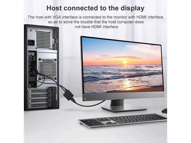 Alt view image 7 of 7 - VGA Male to HDMI Female 1080P Converter Adapter with 3.5mm Audio Cord