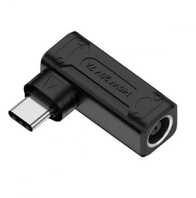 Main image of 90 Degree Angled DC 7.9x5.4mm Male to USB-C Female Power Adapter, 100W 140W PD Fast Charging Converter for Laptops & Smartphones
