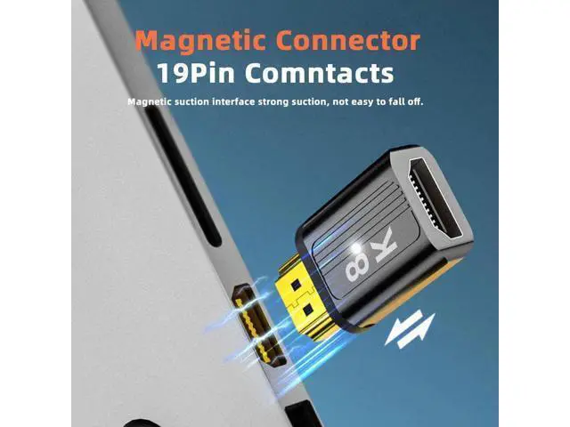Alt view image 3 of 7 - Magnetic HDMI 2.1 Gender Changer Male to Female Adapter with Full 19Pin Contacts, Supports 8K Video Transmission for Laptops, HDTVs & Monitors
