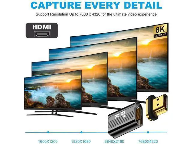 Alt view image 4 of 7 - Magnetic HDMI 2.1 Gender Changer Male to Female Adapter with Full 19Pin Contacts, Supports 8K Video Transmission for Laptops, HDTVs & Monitors