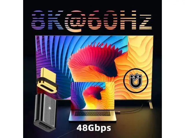 Alt view image 5 of 7 - Magnetic HDMI 2.1 Gender Changer Male to Female Adapter with Full 19Pin Contacts, Supports 8K Video Transmission for Laptops, HDTVs & Monitors