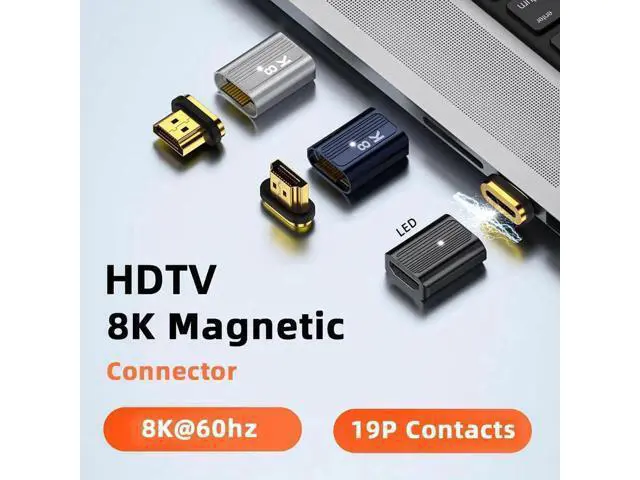 Alt view image 7 of 7 - Magnetic HDMI 2.1 Gender Changer Male to Female Adapter with Full 19Pin Contacts, Supports 8K Video Transmission for Laptops, HDTVs & Monitors