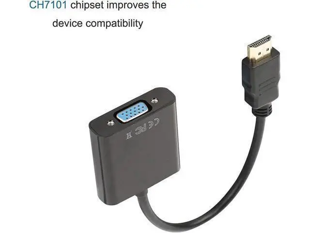 Alt view image 2 of 7 - HDMI to VGA 1080P Converter Adapter, 1920×1080 Full HD Black Connector for Monitor Laptop