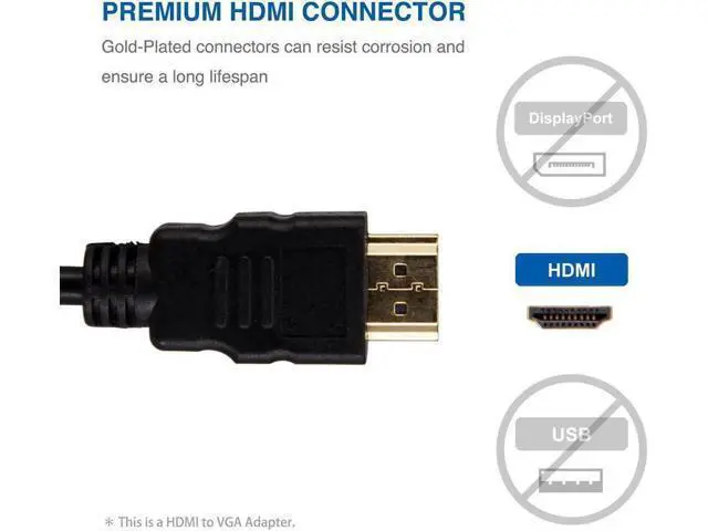 Alt view image 3 of 7 - HDMI to VGA 1080P Converter Adapter, 1920×1080 Full HD Black Connector for Monitor Laptop
