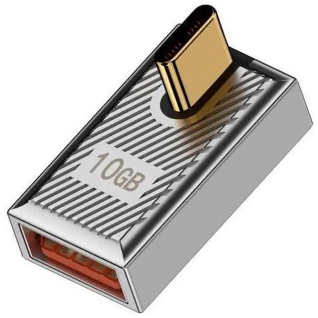 Main image of 90 Degree Low Profile USB-C Male to USB 3.0 A Female OTG Adapter, 10Gbps USB3.1 Gen2 Data Transfer 120W PD Fast Charging, Zinc Alloy Shell Mecha Cyberpunk Angled Converter for Laptop Phone Tablet Stea
