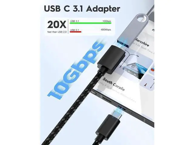 Alt view image 3 of 7 - 2 Pack 10Gbps USB C to USB 3.0 Adapter, USB Type C Male to USB 3.1/3.2 Female OTG Converter Compatible with Thunderbolt 3/4 for MacBook, Tablet & Smartphone