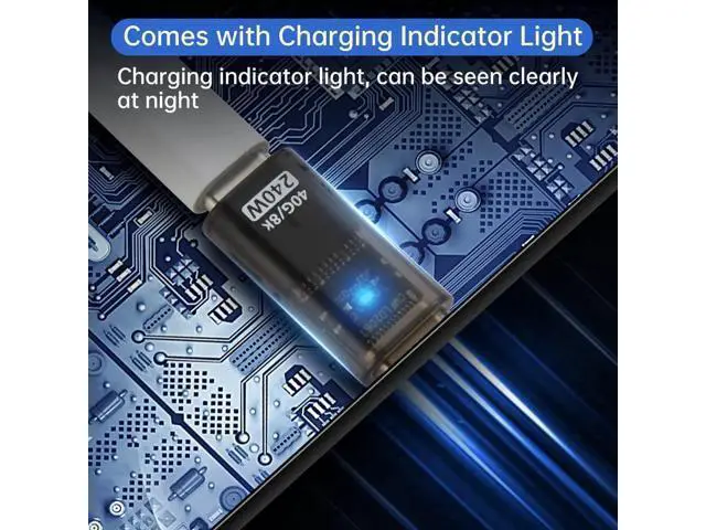 Alt view image 5 of 7 - 3 Pack 40Gbps USB C Male to Female Extender Adapter, 240W PD Fast Charging Type-C Extension Converter with LED Indicator, Support Audio & Video for Laptops, Tablets & Phones