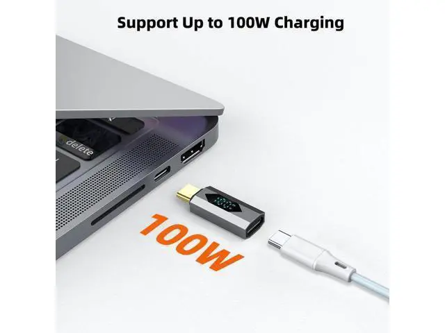 Alt view image 2 of 6 - 2 Pack Digital Display USB-C Male to Female Adapter, 100W PD Type-C Power Meter Tester with LED Wattage Screen Compatible with iPhone 15 Series, iPad Air/Pro, MacBook, All USB-C Devices, Grey