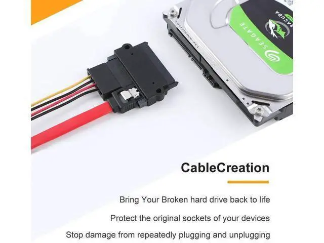 Alt view image 5 of 5 - 22 Pin (7+15) SATA Male to Female Extension Adapter, Slim SATA Extender Converter for 2.5 Inch HDD SSD, Black