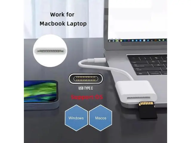 Alt view image 3 of 7 - USB-C to SD/SDHC/SDXC Card Reader Adapter, USB2.0 Memory Card Reader for Laptop, Mac, Tablet & Smartphone