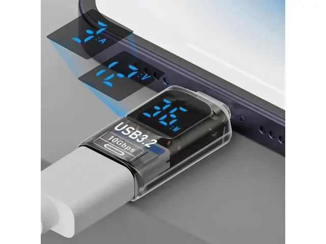 Alt view image 3 of 6 - 2 Pack USB 3.2 A to USB C Adapter with LED Digital Power Display, Real-Time Monitor Voltage Current Wattage Converter Compatible with iPhone 15 Series, iPad Air/Pro, MacBook, All USB-C Phones & Tablet