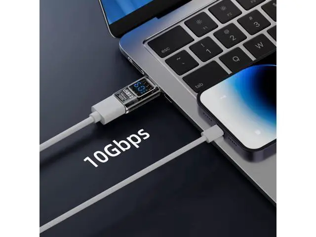 Alt view image 6 of 6 - 2 Pack USB 3.2 A to USB C Adapter with LED Digital Power Display, Real-Time Monitor Voltage Current Wattage Converter Compatible with iPhone 15 Series, iPad Air/Pro, MacBook, All USB-C Phones & Tablet