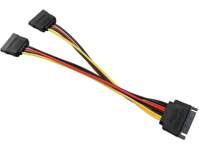 Alt view image 2 of 4 - 5 Pack 20cm 15Pin SATA Power Y Splitter Cables, SATA Male to Dual 15Pin Female Power Extension Adapter Cord