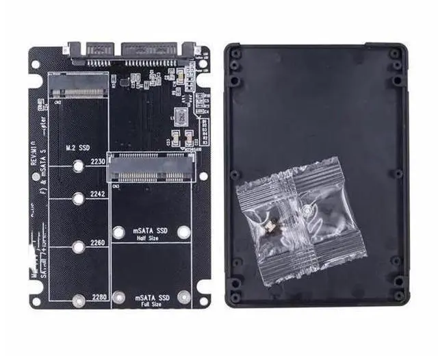 Main image of 2-in-1 mSATA & B Key M.2 NGFF to SATA 3.0 Adapter with Mobile Enclosure, 6Gbps M.2/mSATA SSD to 2.5" SATA Riser Card for PC & Laptop