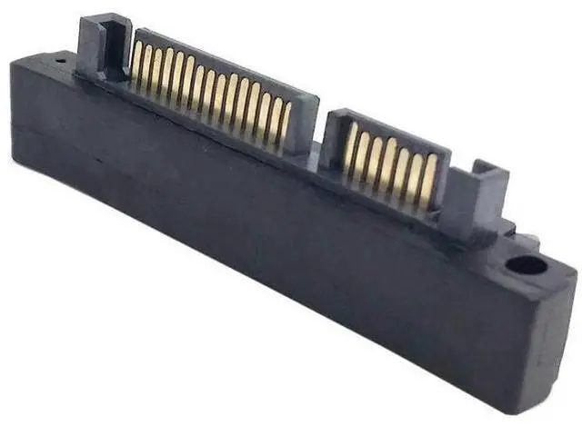 Main image of 90 Degree Right Angled SATA 22Pin 7+15 Male to Female Extension Adapter, Integrated SATA Data & Power Converter for SSD HDD