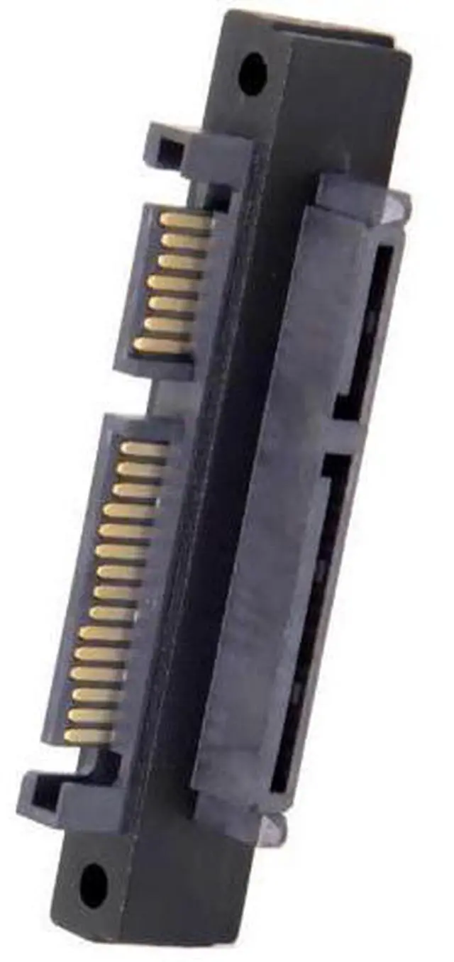 Alt view image 2 of 7 - 90 Degree Up Angled 22Pin SATA 7+15 Male to Female Extension Adapter, Integrated SATA Data & Power Converter