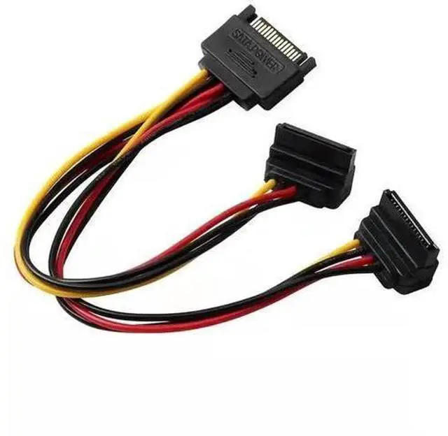 Alt view image 2 of 6 - 15Pin SATA Power Splitter Cable, 1 to 2 Right Angle SATA Extension Cord, PC Hard Drive SATA Power Adapter Wire