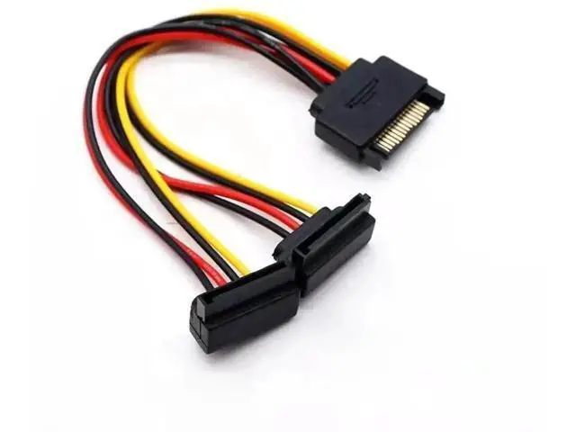 Alt view image 3 of 6 - 15Pin SATA Power Splitter Cable, 1 to 2 Right Angle SATA Extension Cord, PC Hard Drive SATA Power Adapter Wire