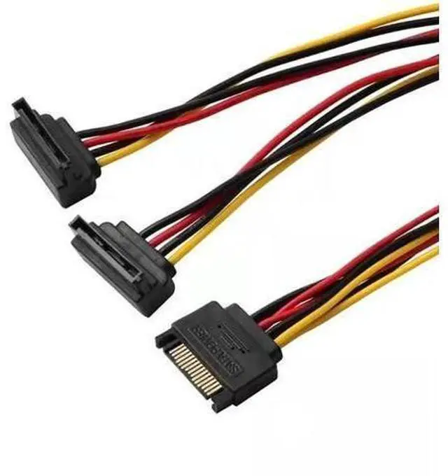 Alt view image 4 of 6 - 15Pin SATA Power Splitter Cable, 1 to 2 Right Angle SATA Extension Cord, PC Hard Drive SATA Power Adapter Wire