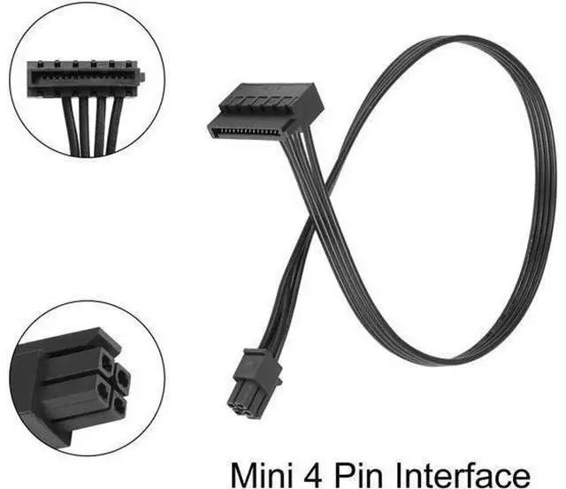 Alt view image 2 of 7 - 2 Pack 40CM ATX Mini 4Pin to Right Angle 15Pin SATA Female Power Cable, Motherboard Auxiliary Power Adapter for HDD, SSD, Blu-ray & CD Optical Drives