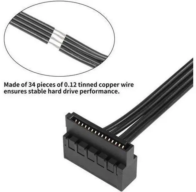 Alt view image 7 of 7 - 2 Pack 40CM ATX Mini 4Pin to Right Angle 15Pin SATA Female Power Cable, Motherboard Auxiliary Power Adapter for HDD, SSD, Blu-ray & CD Optical Drives