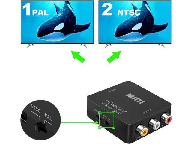 Alt view image 4 of 7 - Black Mini 1080P HDMI to 3RCA CVBS AV Converter, Digital HDMI to Analog RCA Audio Video Adapter Supports PAL/NTSC, Compatible PC Laptop PS3 PS4 Xbox Blu-ray HDTV Camera DVD