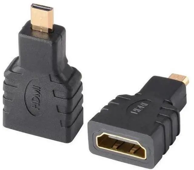 Main image of 2 Pack Gold-Plated Micro HDMI Male to HDMI Female Adapter, 4K 3D ARC Ethernet Supported Micro HDMI to HDMI Converter for Camera Laptop Smartphone