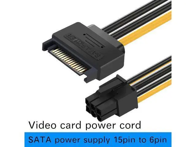 Alt view image 4 of 6 - 3 Pack 8 Inch SATA 15 Pin to 6 Pin PCIe Graphics Card Power Adapter Cable