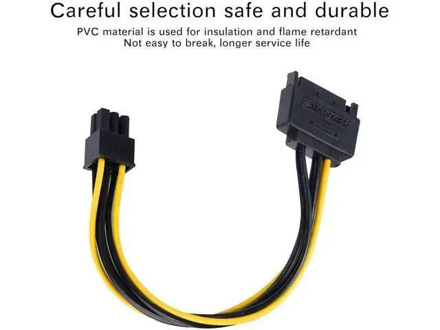 Alt view image 6 of 6 - 3 Pack 8 Inch SATA 15 Pin to 6 Pin PCIe Graphics Card Power Adapter Cable