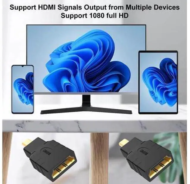 Alt view image 6 of 6 - 2 Pack Gold-Plated Micro HDMI Male to HDMI Female Adapter, 4K 3D ARC Ethernet Supported Micro HDMI to HDMI Converter for Camera Laptop Smartphone